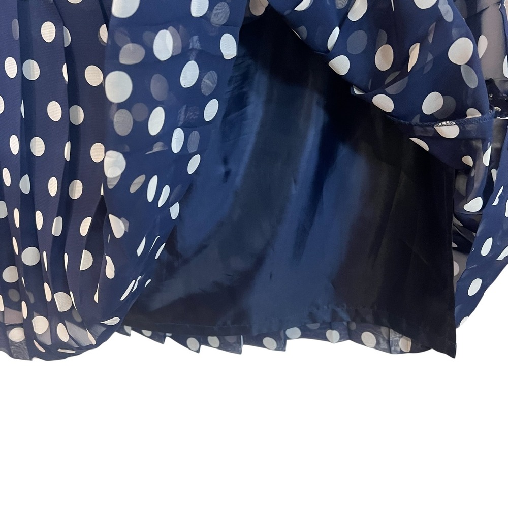Anne Crimmins for Umi Collections Blue White Polka Dot Silk Skirt Pleated Sz8 - Picture 4 of 5